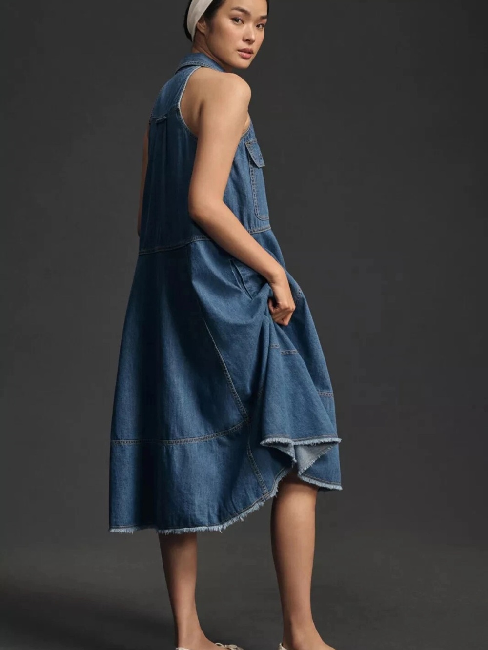 Anthropologie Pilcro Sleeveless Halter Swing Midi Dress Size M - Picture 2 of 4